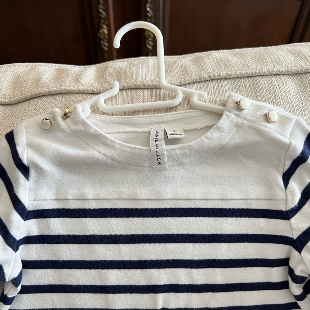 Janie and Jack Navy and White Striped Long Sleeve Tee